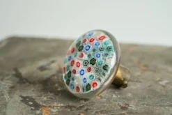 Bouton de porte Millefiori en verre d'art de Murano et laiton patiné, années 1960