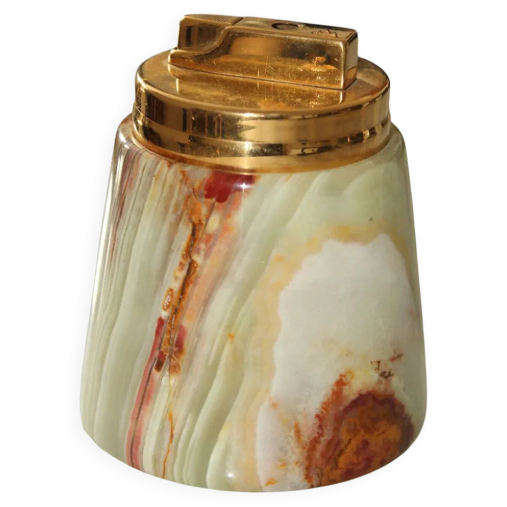 Briquet de table en onyx et laiton