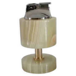 Briquet de table piezo onyx et métal doré, kogen 1970-1980
