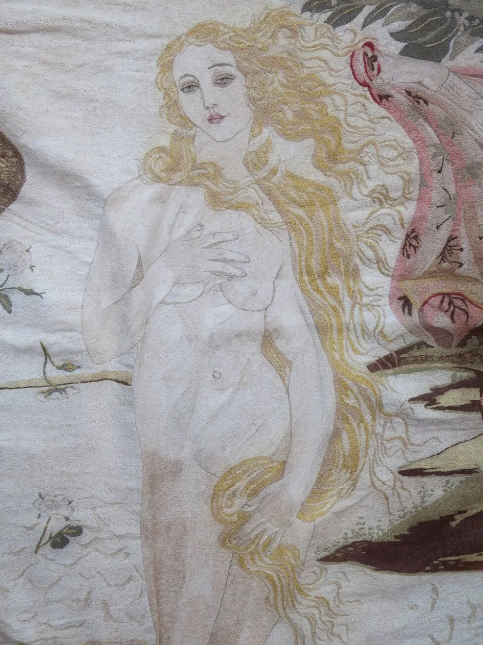 Broderie de soie de sandro botticelli « la naissance de vénus », 1930