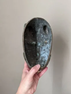 Bronze artisanal art africain léopard masque tribal sculpture