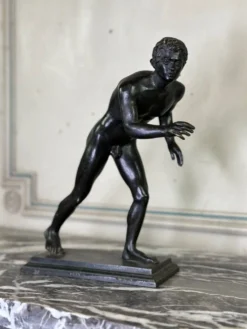 Bronze Grand Tour, un des deux coureurs de la Villa des Papyri, patine noire vers 1880