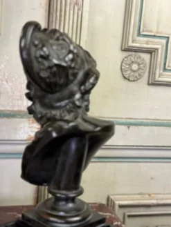Buste d’Ajax, bronze patine noire sur un socle en marbre noir de Belgique, XIXème siècle