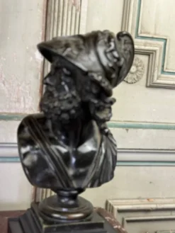 Buste d’Ajax, bronze patine noire sur un socle en marbre noir de Belgique, XIXème siècle