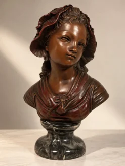 Buste de femme 40 cm – style Art Nouveau – finition aspect bronze
