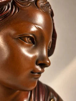 Buste de femme 40 cm – style Art Nouveau – finition aspect bronze