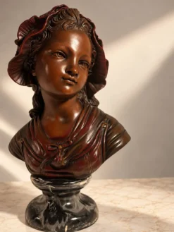 Buste de femme 40 cm – style Art Nouveau – finition aspect bronze