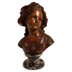 Buste de femme 40 cm – style Art Nouveau – finition aspect bronze
