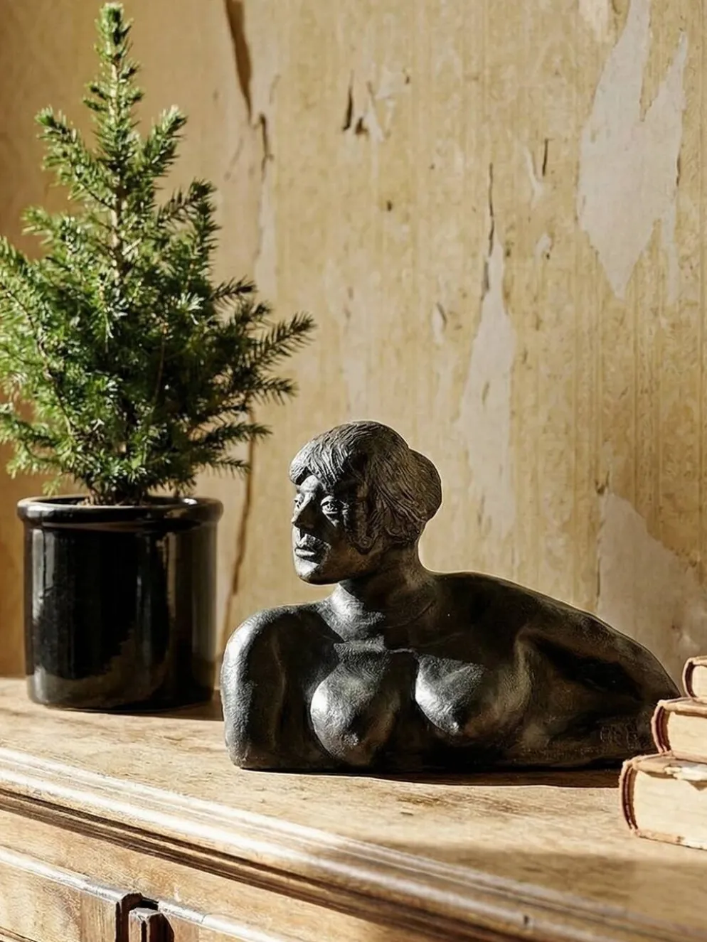 Buste de femme en céramique artisanat d'art, XXe