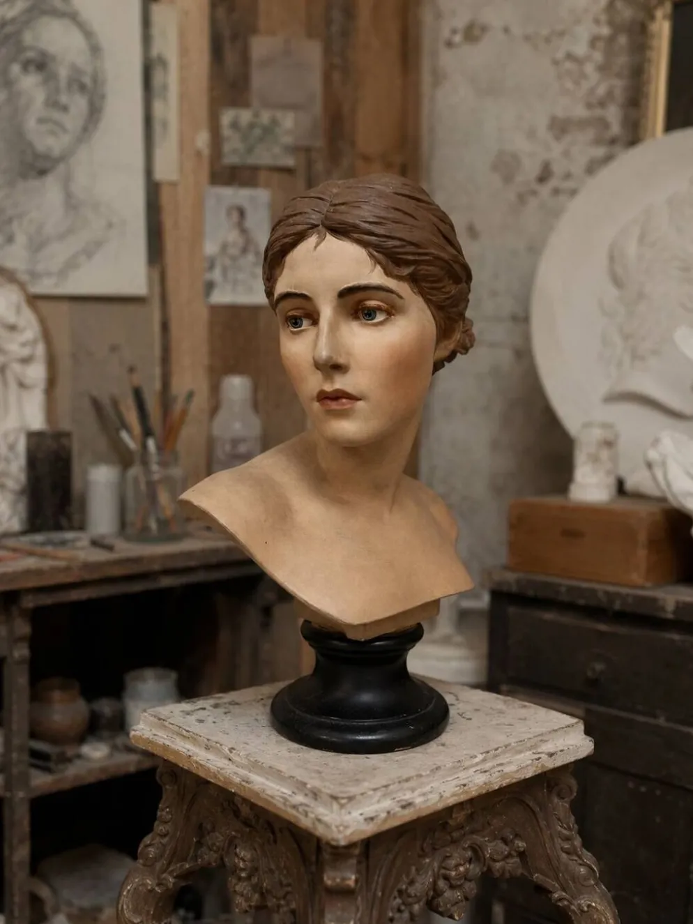 Buste de femme en platre