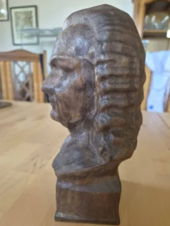 Buste de J.S Bach sculpté en bois - statuette vintage