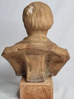 Buste de notable en terre cuite 29 cm, signé Pasquet, 1870, sur socle