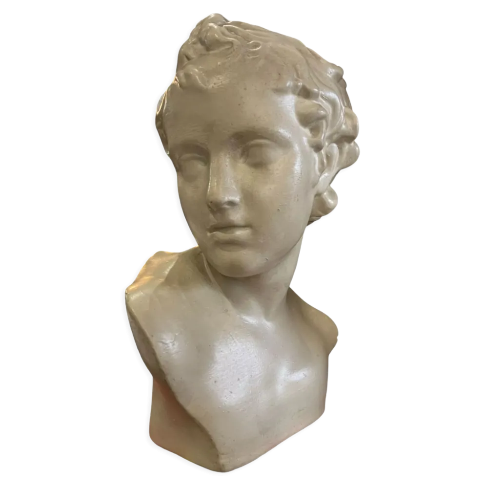 Buste d'Eros en terre cuite émaillée
