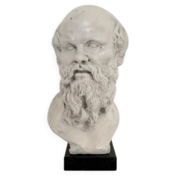 Buste de Socrate en plâtre blanc et base en marbre noir, 1940
