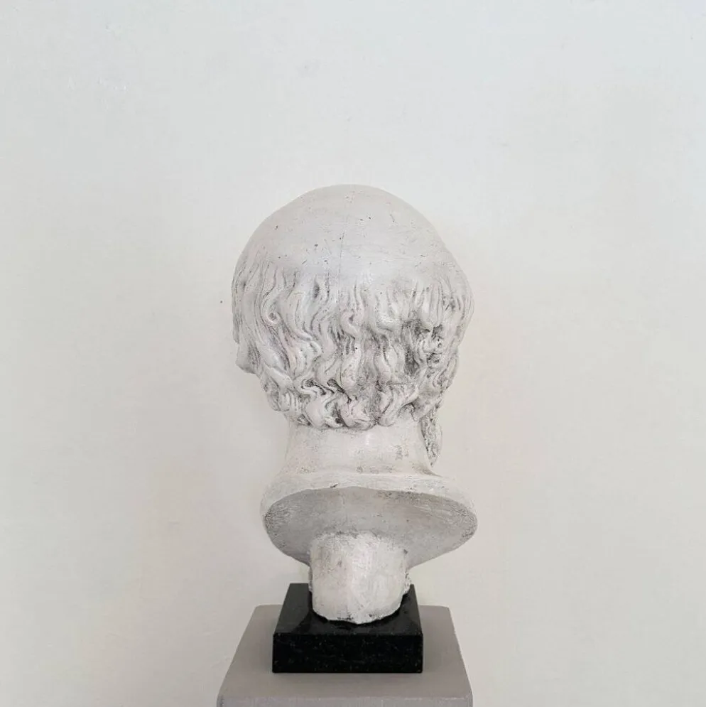 Buste de Socrate en plâtre blanc et base en marbre noir, 1940