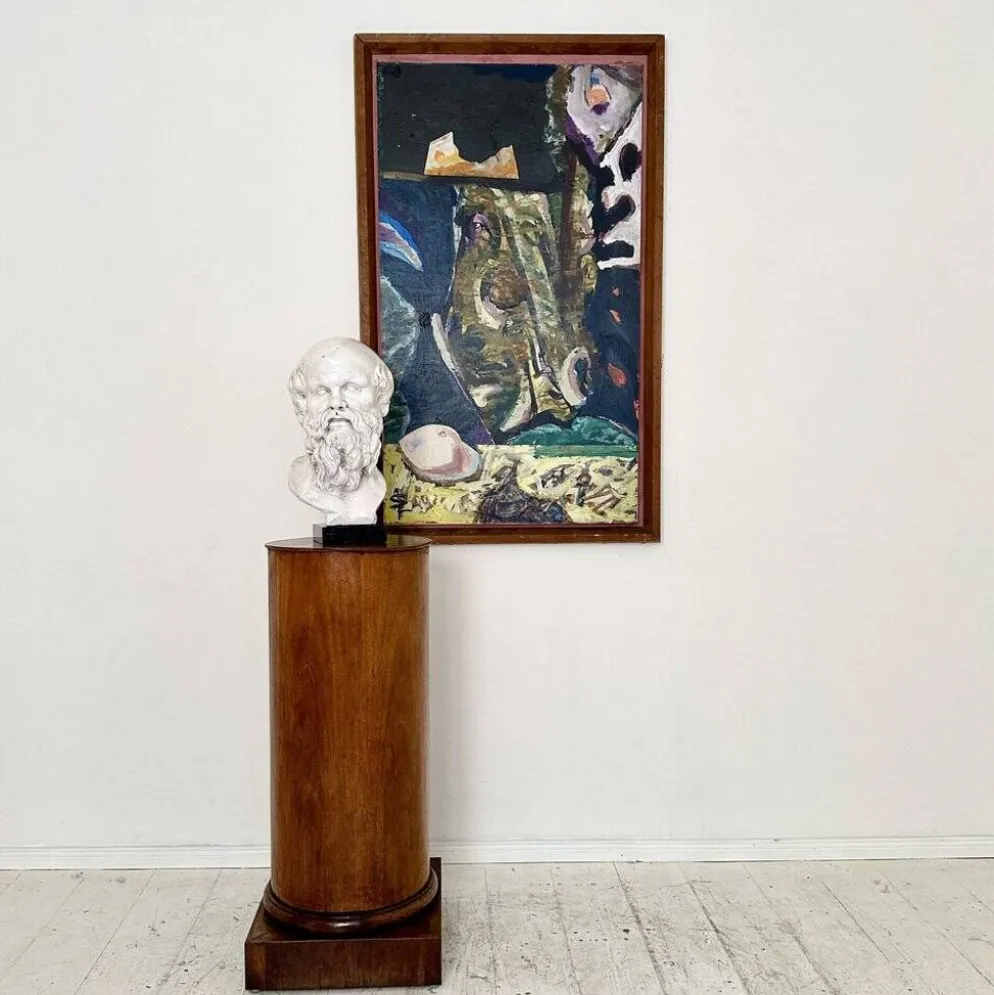 Buste de Socrate en plâtre blanc et base en marbre noir, 1940