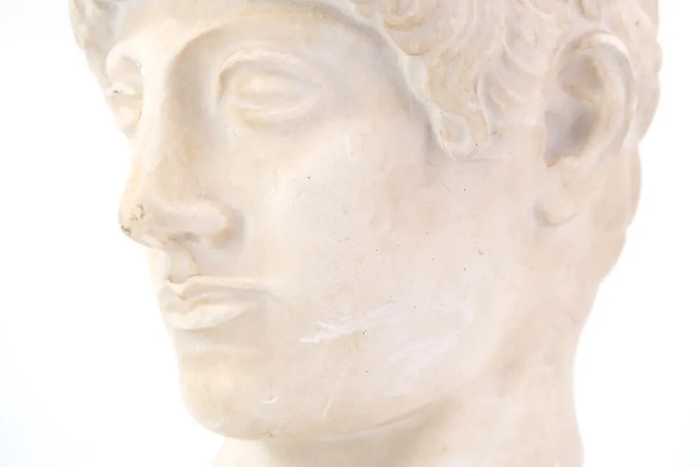 Buste d'homme en plâtre de l'Ephebe blond, années 70