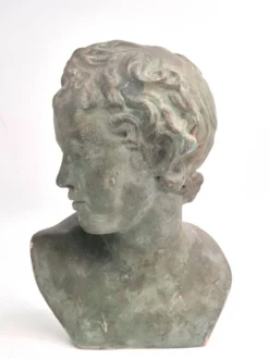 Buste d'Éros - Dieu de l'Amour, en plâtre bronzé, début du 20e siècle.