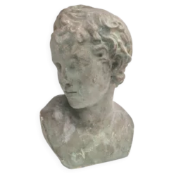 Buste d'Éros - Dieu de l'Amour, en plâtre bronzé, début du 20e siècle.