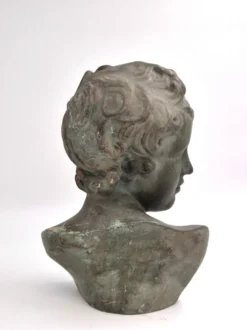 Buste d'Éros - Dieu de l'Amour, en plâtre bronzé, début du 20e siècle.