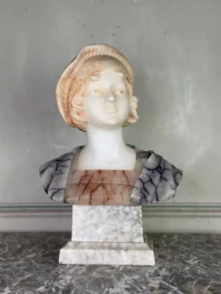 Buste d’une jeune fille en albâtre par Riccardo Aurilli