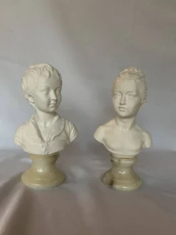 Buste en biscuit et marbre Alexandre et Louise Brogniart