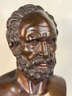 Buste en bronze représentant un philosophe d’après l’Antique, XIXe siècle, fondeur Luppens