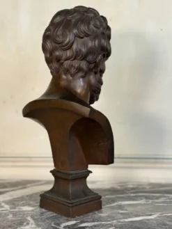 Buste en bronze représentant un philosophe d’après l’Antique, XIXe siècle, fondeur Luppens