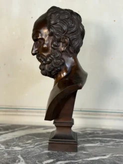 Buste en bronze représentant un philosophe d’après l’Antique, XIXe siècle, fondeur Luppens
