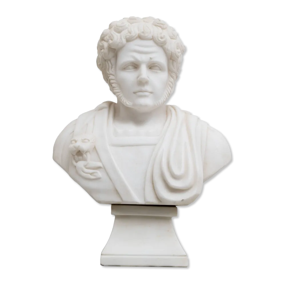 Buste en marbre blanc d'un empereur romain, XXe siècle