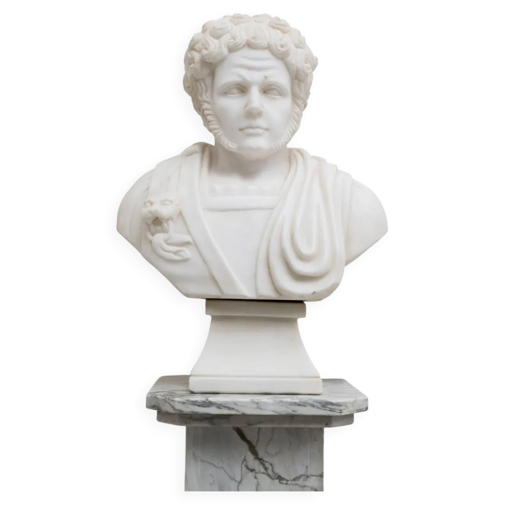 Buste en marbre blanc d'un empereur romain, XXe siècle