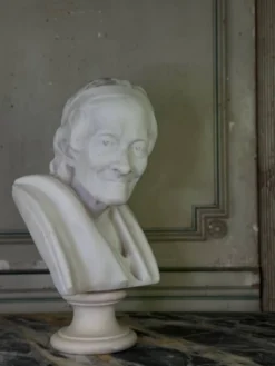 Buste en marbre, Voltaire d’après Jean Antoine Houdon, copie du XIXème siècle