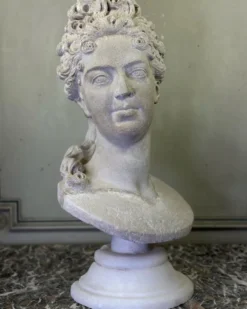 Buste en pierre limoneuse d’après Coysevox, portrait de la duchesse de Bourgogne