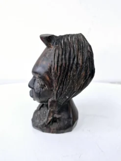 Buste femme africaine en bois d'ébène sculpté à la main art ethnique