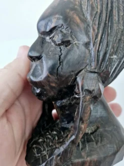 Buste femme africaine en bois d'ébène sculpté à la main art ethnique