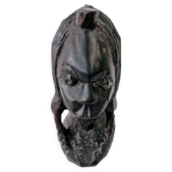 Buste femme africaine en bois d'ébène sculpté à la main art ethnique