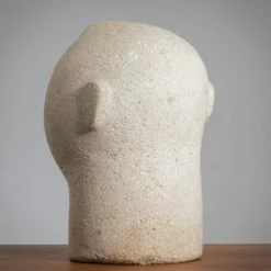 Buste masculin sculpté moderniste en grès