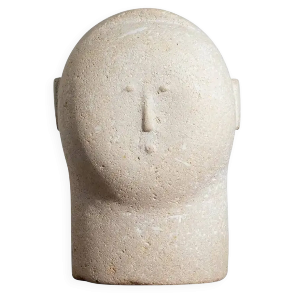 Buste masculin sculpté moderniste en grès