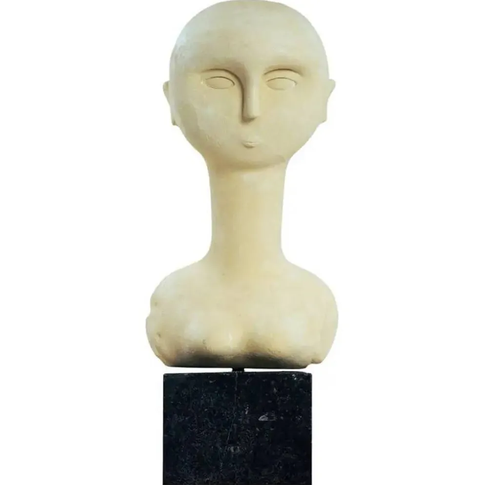 Buste moderniste de femme en grès