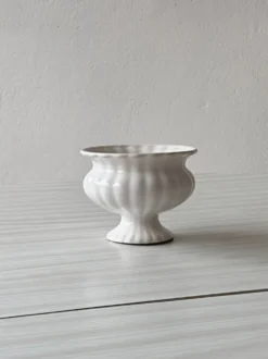 Cache-pot céramique blanche godronné
