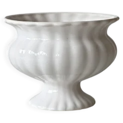 Cache-pot céramique blanche godronné