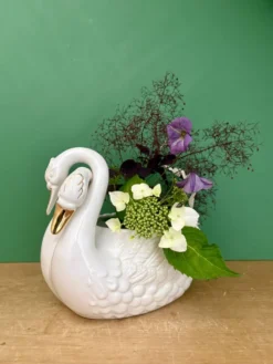 Cache pot cygne vintage en céramique