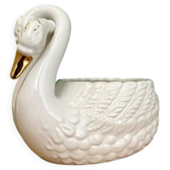 Cache pot cygne vintage en céramique