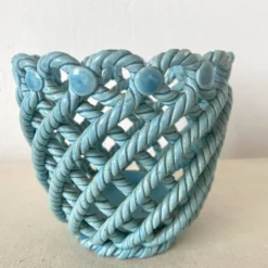 Cache pot en céramique tressée années 60