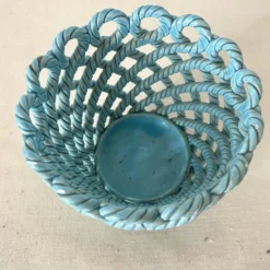 Cache pot en céramique tressée années 60