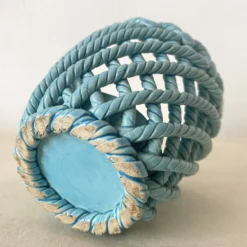 Cache pot en céramique tressée années 60