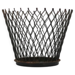 Cache pot en métal grillagé noir style Mathieu Matégot, années 50