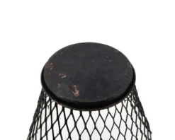 Cache pot en métal grillagé noir style Mathieu Matégot, années 50