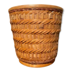 Cache pot en osier vintage