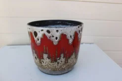 cache-pot 1970 strié rouge